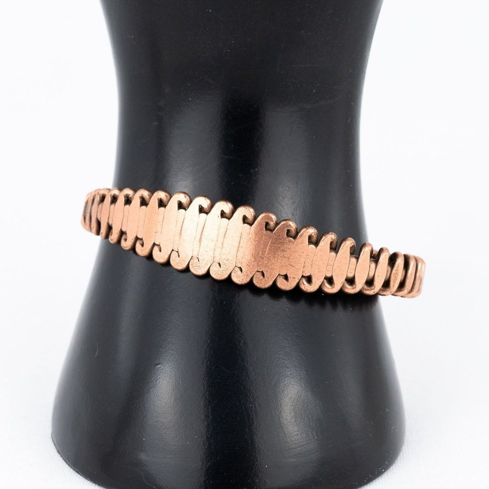 Mixed Metal Cuff Bracelet Copper Brass Wrapped Handmade S Shape Graduated Bangle
